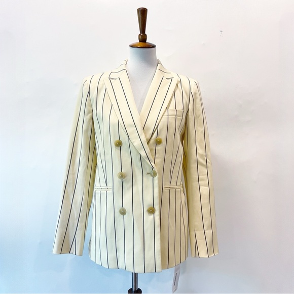 Tory Burch Rowing Stripe Blazer Yellow Size 10 NWOT - Picture 4 of 11